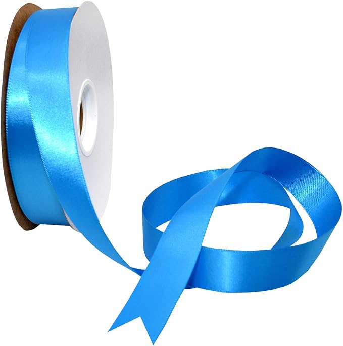 Morex Ribbon Double Face Satin Ribbon 7/8" X 50 YD Aegean Blue Ribbon for Gift Wrapping, Birthday Gift Cards, Satin Dress for Women, Silk Ribbons for Crafts, Wedding Gifts for Couple