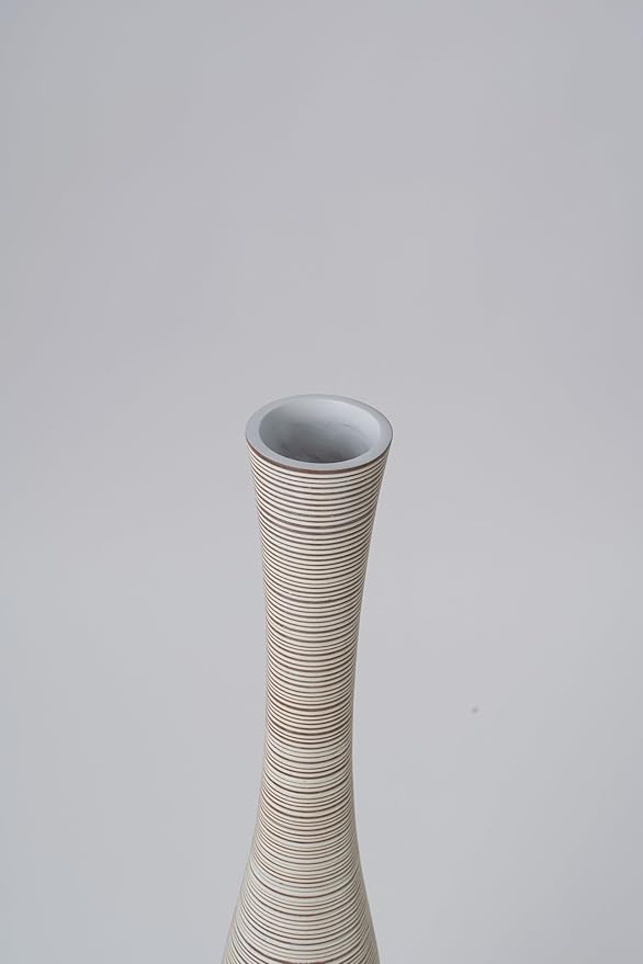 Leewadee Decorative Tall Floor Vase for Living Room Decor, 41 inches, White Wash, Resin