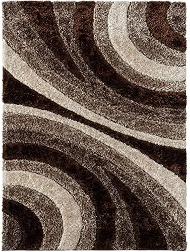 LUXE WEAVERS Lantanas Collection 7070 Brown 5x7 Modern Shag Geometric Area Rug