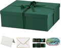 YINUOYOUJIA Large Gift Box with Lid 16.5x13x5.5 inches,Boxes for Christmas Presents,Contains Card,2 Roll Ribbons,Shredded Paper Filler.