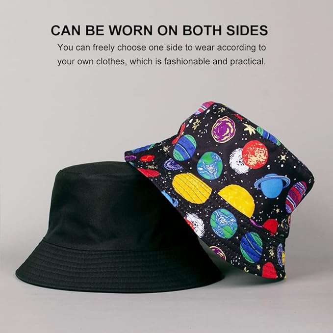 Malaxlx Unisex Bucket Hat Beach Sun Hat Aesthetic Fishing Hat for Men Women Teens, Reversible Double-Side-Wear