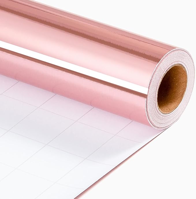 Merture Pink Wrapping Paper Jumbo Roll - 30 In X 32.8 Ft (81.7 sq.ft.) Metallic Pink Gift Wrap with Grid Cutting Lines for Valentines Day, Mothers Day, Wedding, Baby Shower, Birthday, Christmas