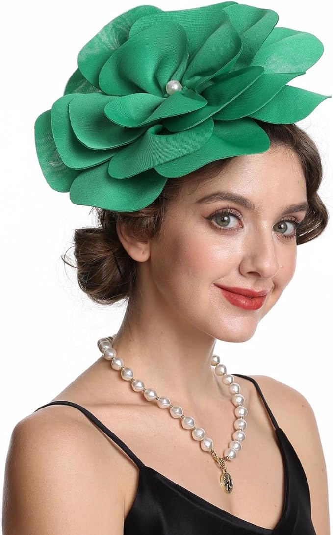 Feather Fascinator for Women - Vintage with Headband and Clip Tea Party Headwear
