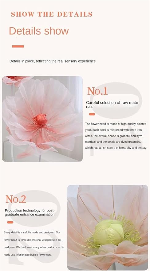 Giant Flower Decoration for Wedding Background, Party Decoration, Birthday Party, Photography Props, Shop Window Props, Banquet, Stage, Mall Display (Pink B)