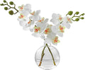 Artificial Orchid White Artificial Flower 10 in Small Fake Plant Table Shelf Decor Flower with Vase Fake Water
