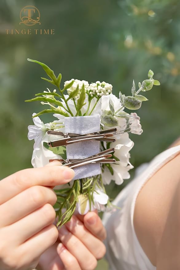 TINGE TIME Artificial Shoulder Corsages Flowers, Set of 2, Mother of The Bride Floral Corsage for Wedding Ceremony Anniversary Formal Dinner Party (IvoryWhite)