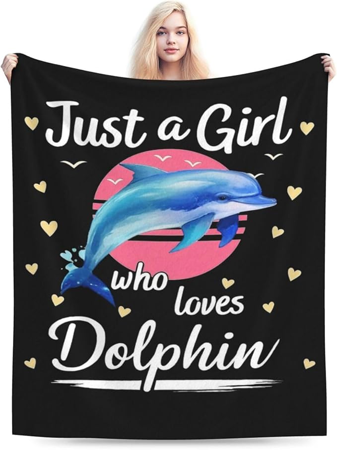 Dolphin Blanket for Girls Ocean Throw Blanket Sea Animal Soft Cozy Fleece Fuzzy Stuffed Plush Flannel Gifts for Women Kids Adults 60"X80"