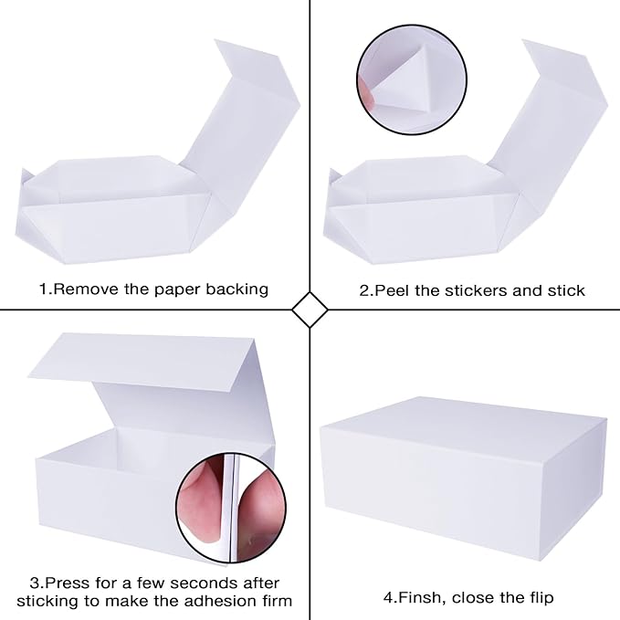 Aimyoo White Collapsible Gift Box with Magnetic Closure Lids 13.8x9x4.3 in, Bridesmaid Groomsmen Proposal Box, Large Rectangle Box for Present Graduation Storage 3 Pack