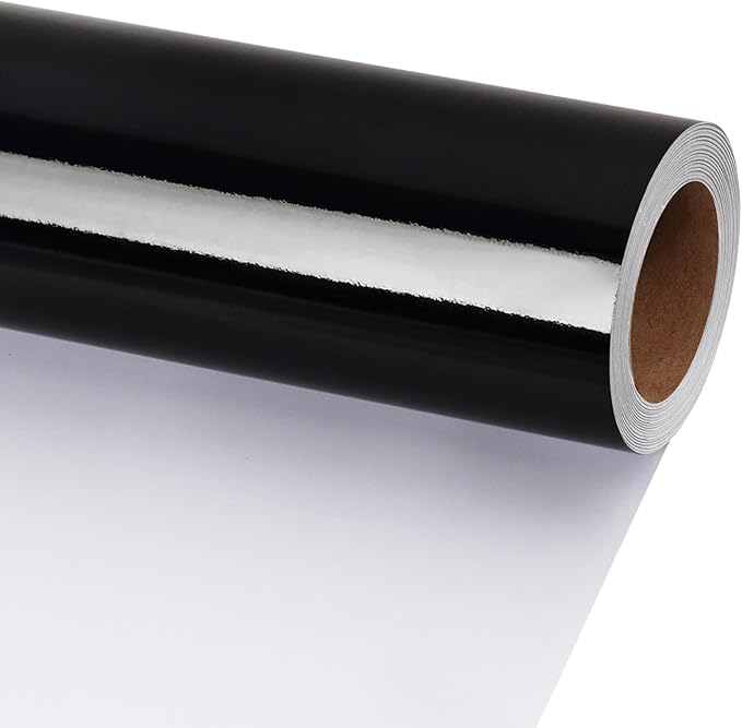 LaRibbons Black Metallic Wrapping Paper, 17 Inch X 33 Feet Premium Foil Gift Wrap for Christmas, Holiday, Wedding, Birthday & Celebration Gifts