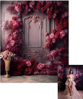 Kate 8x10ft Pink Red Rose Flowers Decoration Photography Backdrops Modern Interior European Style Wall Photo Background Wedding Portrait Backdrop Shooting