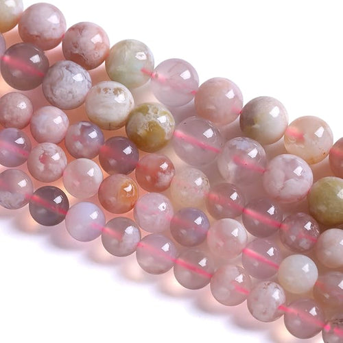 10MM 36PCS Natural Sakura Agate Gemstone Crystal Beads for Jewelry Making DIY Bracelet
