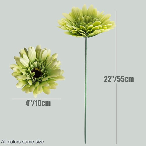 12pcs Artificial Gerbera Daisies,22 Inch Long Stem Silk Daisy Flowers,Realistic Artificial Flower Mums for Home Décor Centerpiece Wreath Supplies Wedding Bouquet,Green