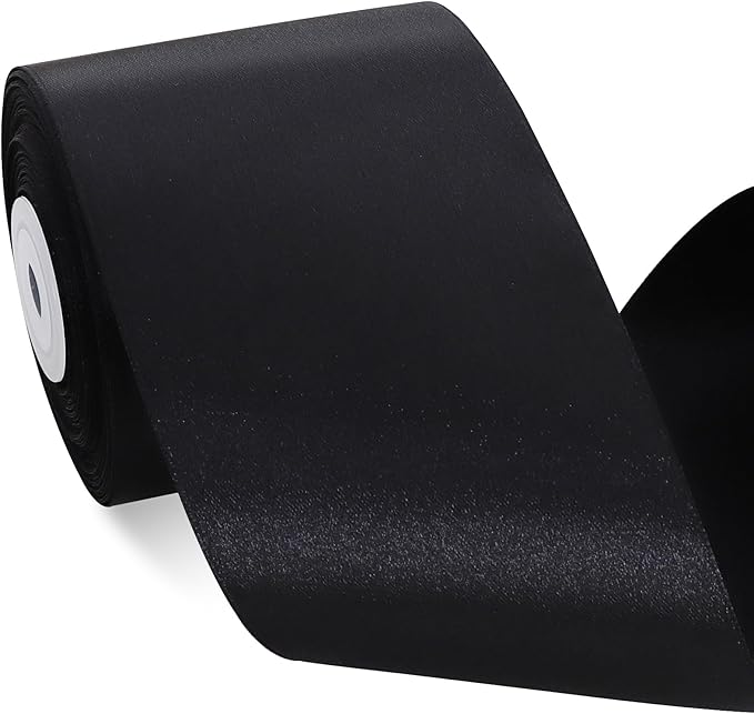 TONIFUL Black Satin Ribbon 3 Inch X 25yds Solid Silk Ribbons for Gift Wrapping, Craft, Floral Bouquets, Valentine's Day Christmas Gift Wrapping, Party Wedding Decoration,Halloween