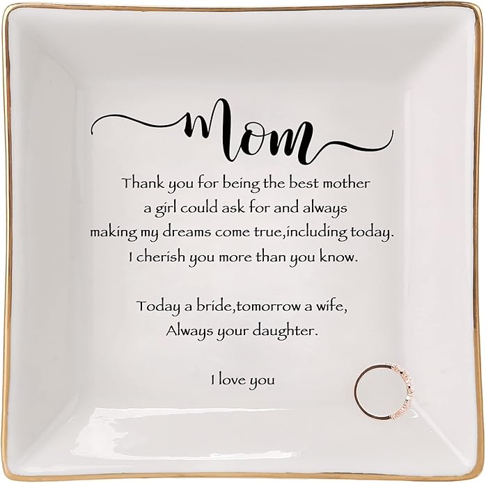 HOME SMILE Ceramic Ring Dish Jewelry Tray for Mom Sister Friends