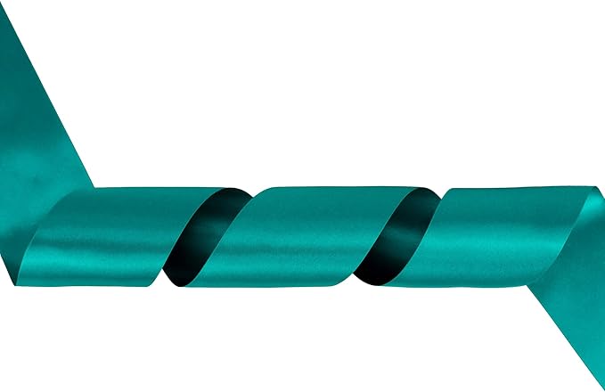 MEEDEE Teal Satin 3 Inch Ribbon Lux Double Faced Satin Ribbon Christmas by 10 Yards Green Ribbons Teal Ribbons for Christmas Tree Decoration, Weddings, Flower Bouquet, Bow Making