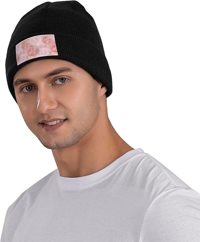 Cute Rose Beanie Hat Rose Beanie Cap Rose Flower Knitted Beanies Flower Knit Hats Winter Hat for Women Men