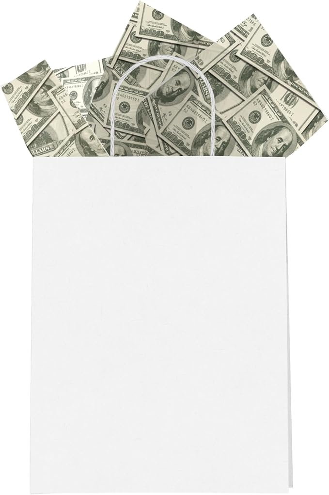 Money Printed Tissue Paper for Birthday Party Gift Bags or Boxes and Wrapping - Bulk Decorative Art Tissue Paper for Packaging and Gifting | 24 Sheets 20" x 30"