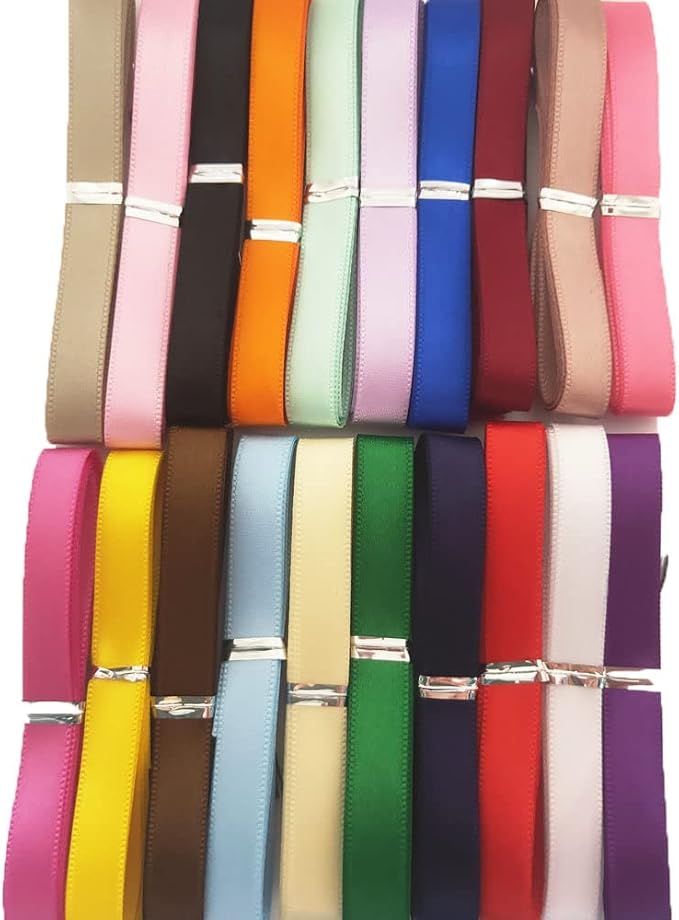 20Yards 3/8" (10mm) Single Face Solid Satin Polyester Ribbon Colorful Assorted for Gift Wrapping Happy Birthday Party Decorations