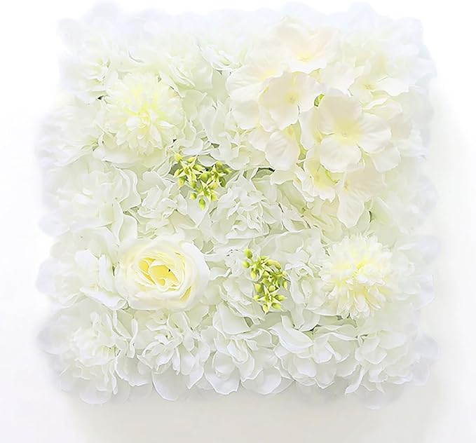 Flower Wall Backdrop, 12PCS 10.6"-15.7" Artificial Flower Wall Panel with Various Styles, 3D Floral Wall Decor for Wedding Photo Background Festive Party Home Decoration (G-C001, 10.6*10.6in)