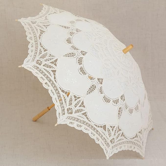 Lace Parasol Umbrella Vintage Wedding Bridal Lace Umbrella for Decoration Photo Tea Party 32 Inch Adult Size