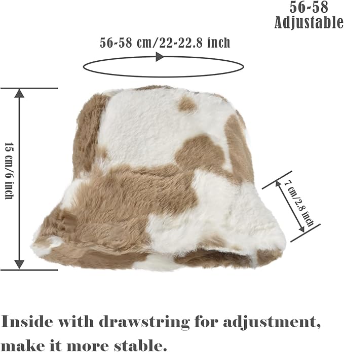 Winter Soft Faux Fur Plush Bucket Hat, Lovely Fisherman Cap, Fashion Outdoor Thick Warm Sun Cap for Women