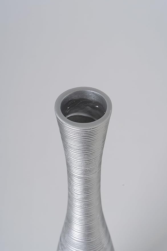 Leewadee Decorative Tall Floor Vase for Living Room Decor, 26 inches, Silver, Resin