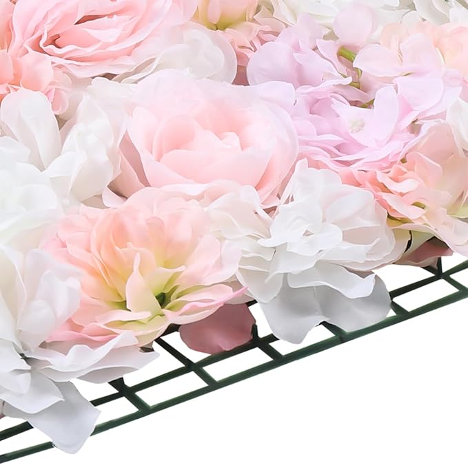 20PCS Artificial Flower Panels, Pink Silk Wedding Flower Panels Banquet Flowers Board, Flower Backdrop Wall for Photo Party Wedding Background Decor