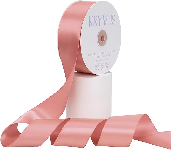 Rose Gold Satin Ribbon, Double Faced 2 Inch X 50 Yards Rose Gold Ribbon, Premium Satin Ribbon for Gift Wrapping, Crafts, Hair Bow Making, Sewing, Flower Bouquet, Wedding Party Decor