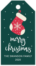 Andaz Press Personalized Christmas Holiday Season Classic Gift Tags, Merry Christmas Snowflake Stocking Design, Custom Family Name and Year, for Holiday Events, Parties, and Favors, 60-Pack
