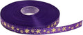 Gold Printing Snowflake Grosgrain Ribbon 25 Yard Each Roll 100% Polyester Woven Edge (3/8", Purple)