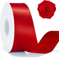 KINGLAKE Red Satin Ribbon 1 1/2 inch x 50 Yards - Polyester Silk Hair Ribbons, Fabric Red Ribbon for Gift Wrapping, Crafts Bows, Floral Bouquets, Wedding Christmas Valentines Day