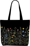 Decohim Floral Butterfly Canvas Tote Bag Boho Canvas Bag with Pocket for Work Office Women Girl Christmas Birthday Gifts