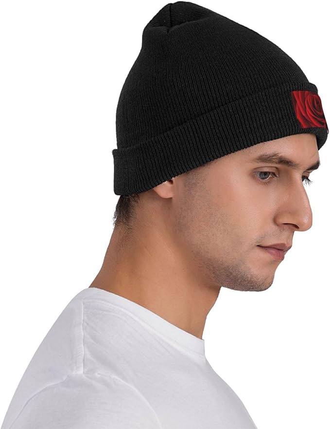 Cute Rose Beanie Hat Rose Beanie Cap Rose Flower Knitted Beanies Flower Knit Hats Winter Hat for Women Men
