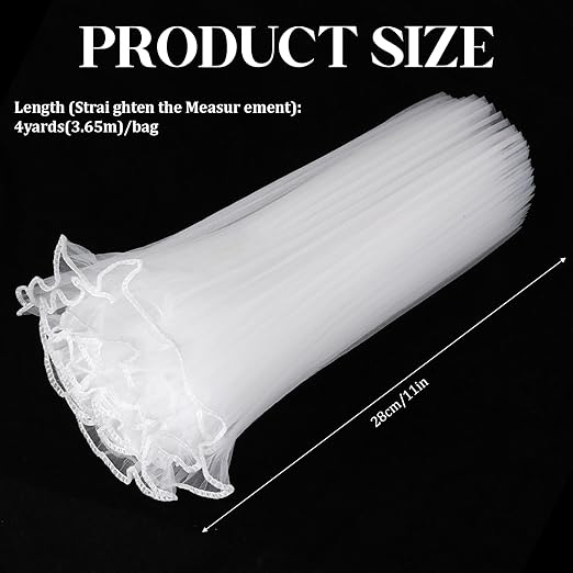 Trinkrittey White Flower Wrapping Mesh Paper Bouquet Floral Packaging Paper Wrinkle Wrapping Paper for Valentine's Day Mother's Day 4 Yards