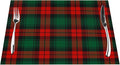 PVC Placemats Set of 1 Wipeable Table Mats Washable Heat Resistant Non Slip Vinyl Dining Table Mat for Kitchen Indoor Outdoor Patio Farmhouse Place Mats Christmas Green Red Grid Decorative