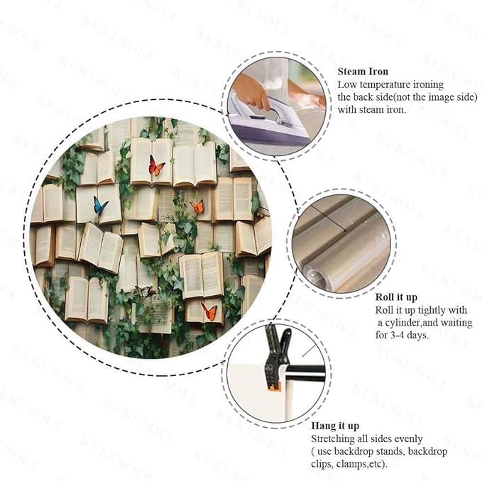 7x5ft Vintage Bookshelf Backdrop Book Butterfly Backdrop Book Butterfly Background Newborn Kids Wedding Bridal Shower Photo Banner Portrait Props KUBYW001