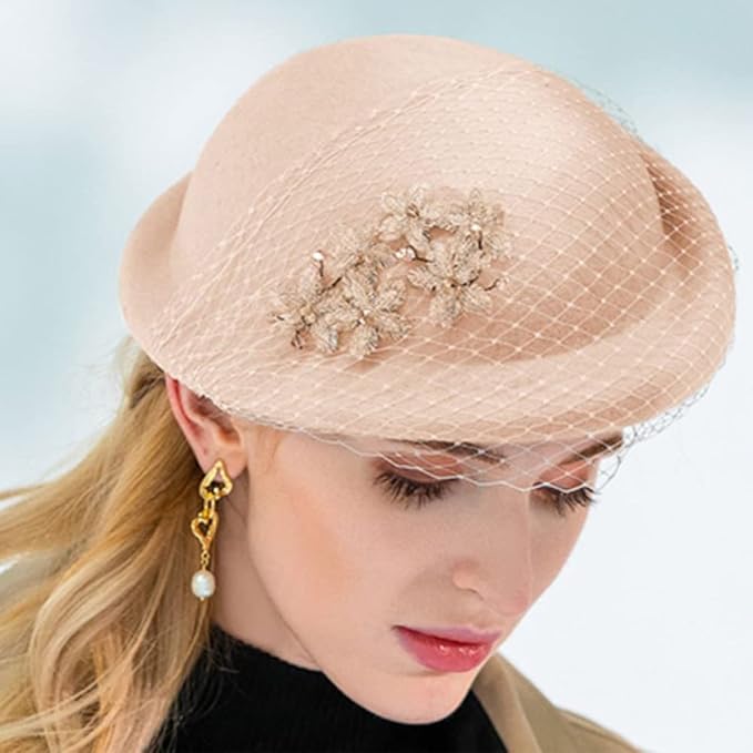 Women Wool Felt Ribbon French Fashion Vintage Millinery Beret Hats Top Cap Ladies Party Wedding Fedoras Chapeau