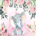 AOFOTO 10x10ft Pink Flowers Elephant Baby Shower Backdrop for Girl Sweet Floral Gender Reveal Background for Photography Kids Infant Birthday Party Banner Cake Table Decoration Photo Studio Props