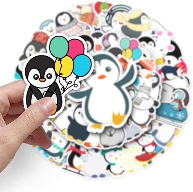 Penguin Stickers for Teens Boy Girls Kids|50 Pcs|Cute Cartoon Vinyl Waterproof Stickers for Laptop Computer Phone Tablet Luggage Flasks Water Bottle Bike Car Notebook,Lovely Decals Pack(Penguin)