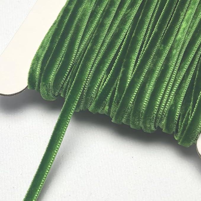 Chenkou Craft Green 25 Yards 1/8" 3mm Velvet Ribbon Lots Bulk (Green, 1/8"(3mm))