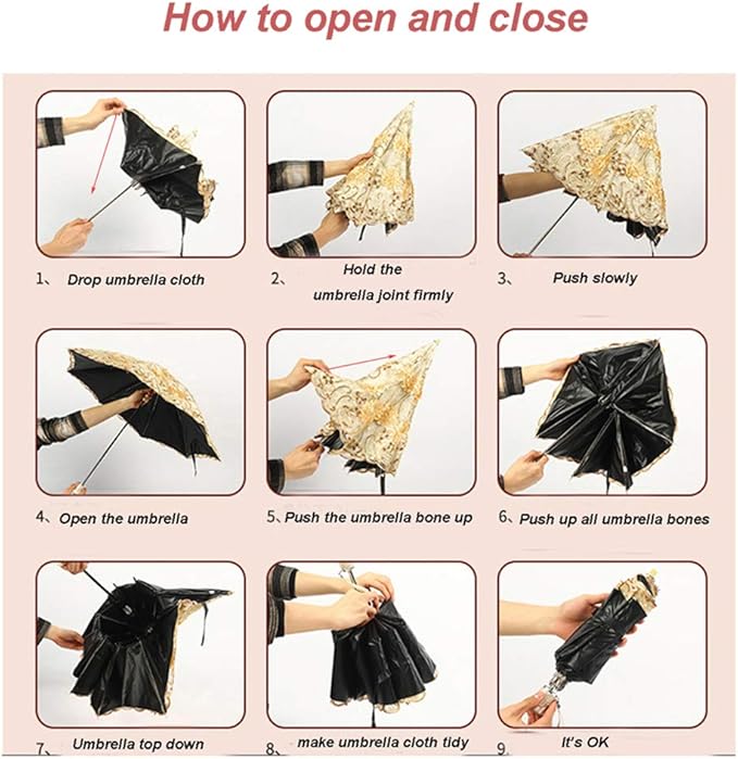 LCY Embroidered Lace Double-deck Anti-UV Parasol Sun/Rain/Snow Folding Umbrella