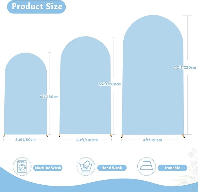 6.6FT Blue Arch Backdrop Cover - Polyester Fitted Wedding Arch Stand Covers Round Top Chiara Arch Backdrop Cover for Birthday Party Banquet Photo Background Decoration