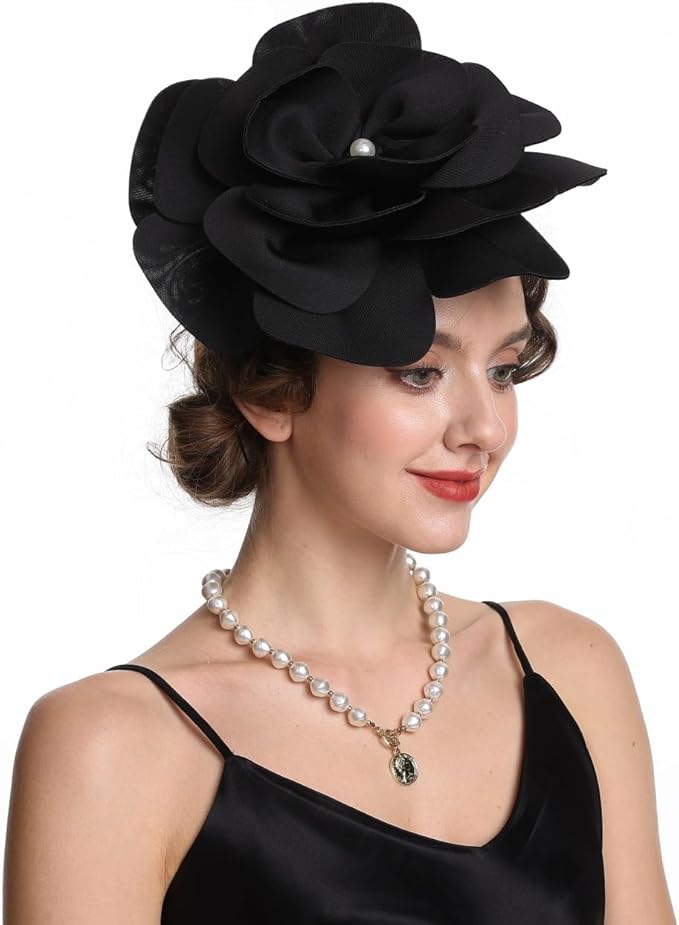 Feather Fascinator for Women - Vintage with Headband and Clip Tea Party Headwear