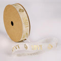 ‌SAYUAN Gold Love Ribbon 5/8 Inch x 30 Yards Organza Ribbon with Gold Love Pattern for Valentine's Day Birthday Christmas Gift Wrapping Handmade Crafts Floral Bouquet Wedding Party Decoration