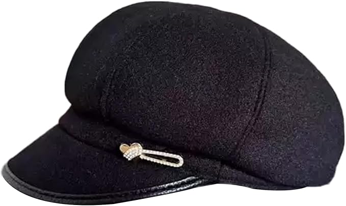 Women Retro Classic Visor Newsboy Cabbie Cap Beret Hats with Flower Buckle for Woman Ladies