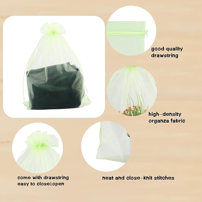 QIANHAILIZZ 50 Pack 12 x 16 Inch Drawstring Jewelry Gift Organza Bags Plant Covers Plants Protection Bag D5B (A-APPLE)