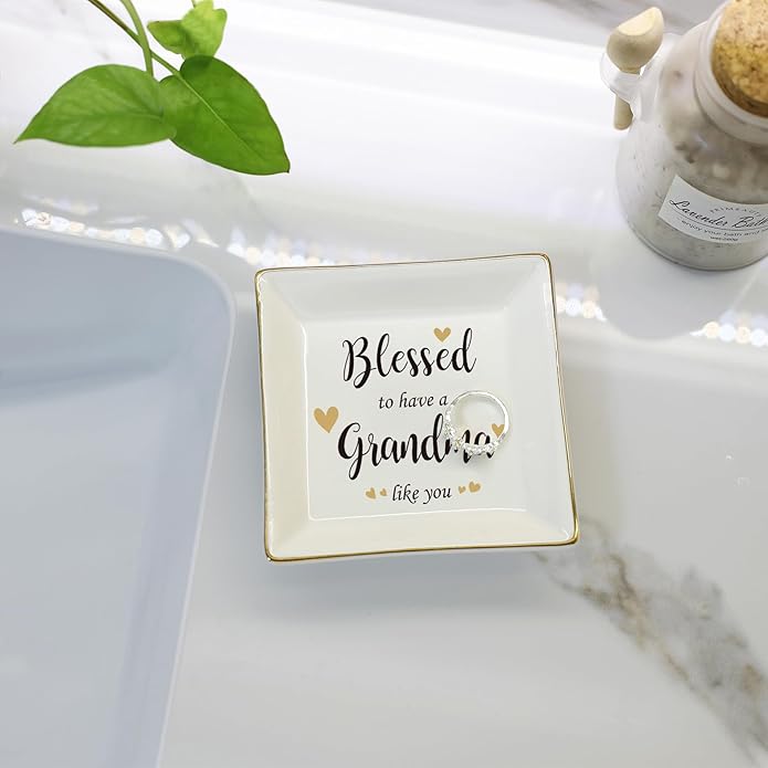 HOME SMILE Ceramic Ring Dish Jewelry Tray for Mom Sister Friends