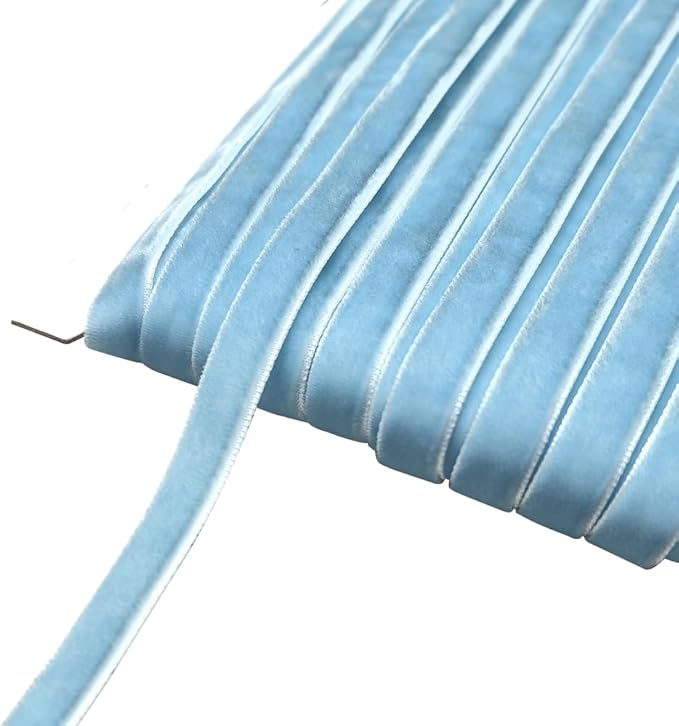 Chenkou Craft Light Blue 25 Yards 3/8" Velvet Ribbon Lots Bulk (Light Blue, 3/8"(10mm))