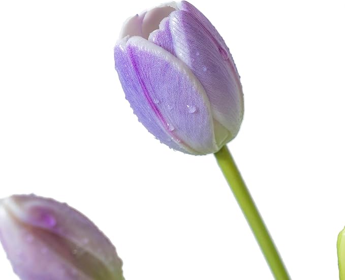 15pcs Artificial Tulips Flowers, Real Touch Latex Bouquet, Fake Tulips for Office Wedding Party Home Kitchen Garden Decoration-B Lavender