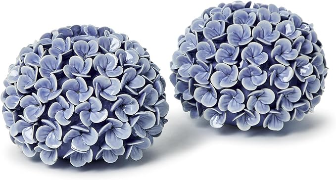 Two's Company Hydrangea Flower Bud Vases and Taper Candle Holders, 5.5-Inch, Set of 2
